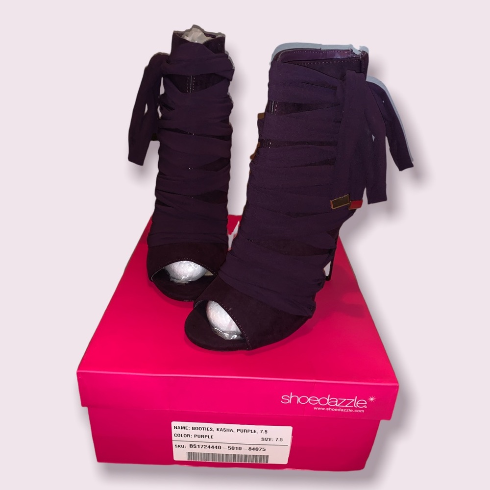 Purple shoe dazzle kasha booties